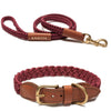 Braided Collar & Leash Set - Wine