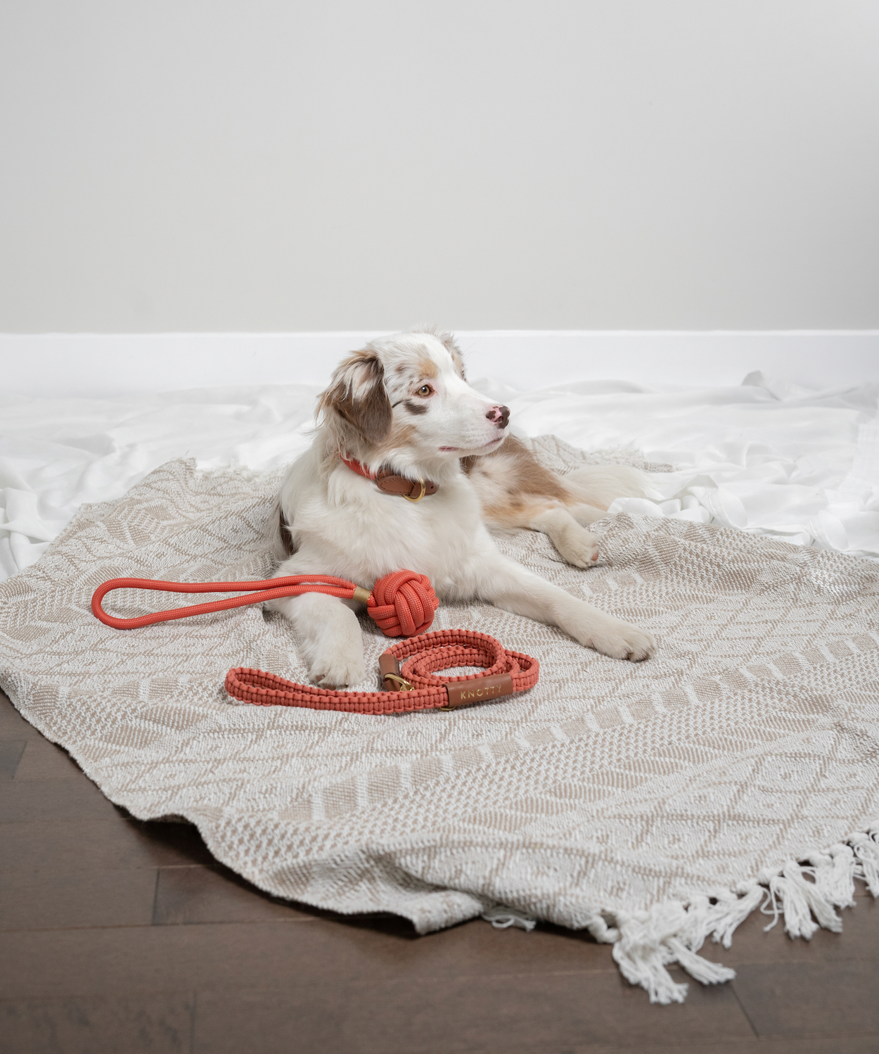 Braided Knotty Leash - Peach